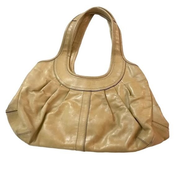 Vintage Coach Ergo Yellow Pleated Leather Kisslock Hobo Purse Bag - Picture 1 of 15
